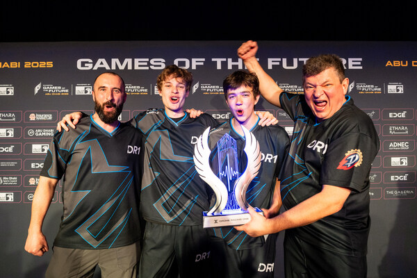 Phygital athletes celebrating the trophy at GOTF 2025