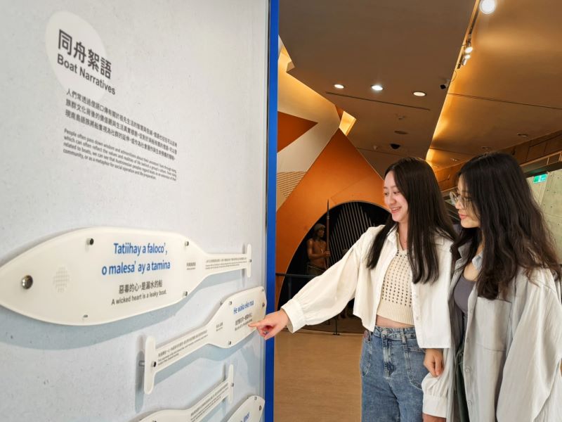 《圖說》「以島為船.向海而生」展區,呈現與船有關的儀式祭典與口傳俚語。〈十三行提供〉